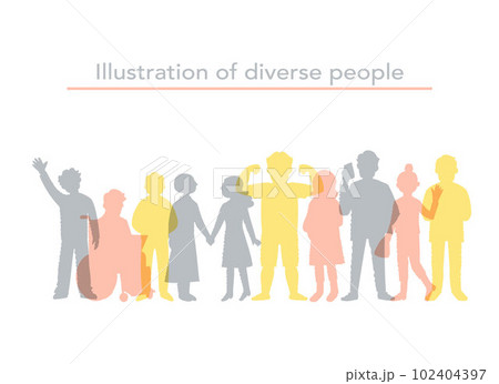 ダイバーシティ・多様性のイメージ　シルエット 102404397
