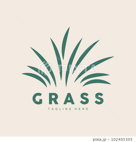 Green Grass Logo Design, Farm Landscape Illustration, Natural Scenery Vector 102405305