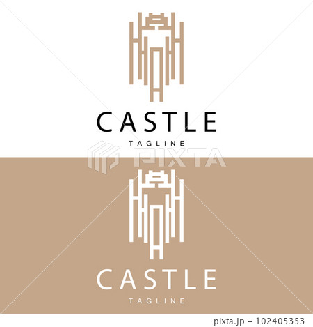 Castle Logo Elegant Luxury Simple Design, Royal Castle Vector Shield, Templet Illustration Icon 102405353