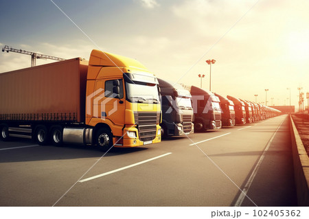 Trucks with cargo. Created with generative Ai technology 102405362