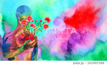 human red heart healing flower flow in universe love spiritual mind mental health chakra power abstract soul art watercolor painting illustration design drawing human red heart healing flower flow in universe love spiritual mind mental health chakra power abstract soul art watercolor painting illustration design drawing 102405366
