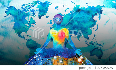 human meditate mind mental health yoga chakra spiritual healing abstract energy meditation connect the universe power watercolor painting illustration design drawing art human meditate mind mental health yoga chakra spiritual healing abstract energy meditation connect the universe power watercolor painting illustration design drawing art 102405375