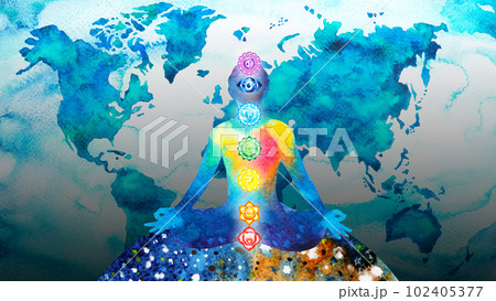 human meditate mind mental health yoga chakra spiritual healing abstract energy meditation connect the universe power watercolor painting illustration design drawing art human meditate mind mental health yoga chakra spiritual healing abstract energy meditation connect the universe power watercolor painting illustration design drawing art 102405377
