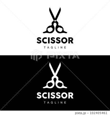 Scissors Logo, Cutting Tools Vector, Barbershop Razor Scissors Simple Design, Illustration Template Icon 102405461