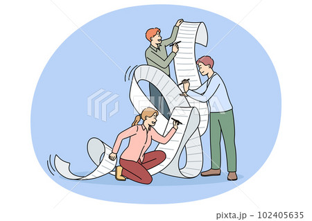 Employees team work together signing contract Employees team work together signing contract 102405635