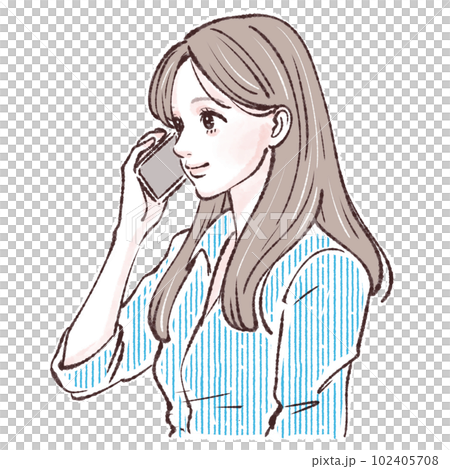 電話をする女性, 電話をかける女性, 女性,女の子, スマホ, スマートフォン, 通話, 問い合わせ 102405708