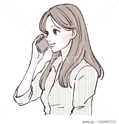 電話をする女性, 電話をかける女性, 女性,女の子, スマホ, スマートフォン, 通話, 問い合わせ 102405712