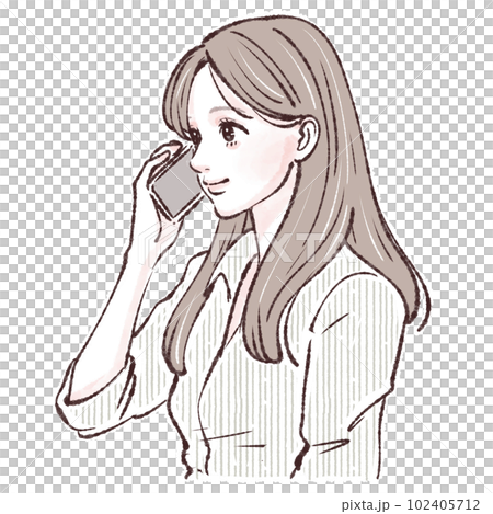 電話をする女性, 電話をかける女性, 女性,女の子, スマホ, スマートフォン, 通話, 問い合わせ 102405712