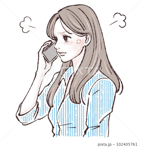 電話をする女性,電話をかける女性,女性,女の子,スマホ,スマートフォン,通話,問い合わせ,クレーム, 102405761