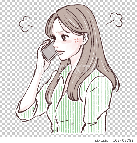 打電話的女人，打電話的女人，女人，女孩，智能手機，智能手機，電話，詢問，投訴， 102405782
