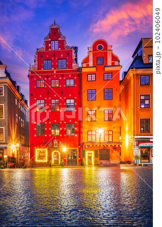 Stockholm, Sweden. Charming Glama Stan, night scene. Stockholm, Sweden. Charming Glama Stan, night scene. 102406049
