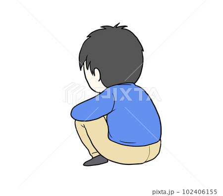 体育座りする男性 カラー 102406155