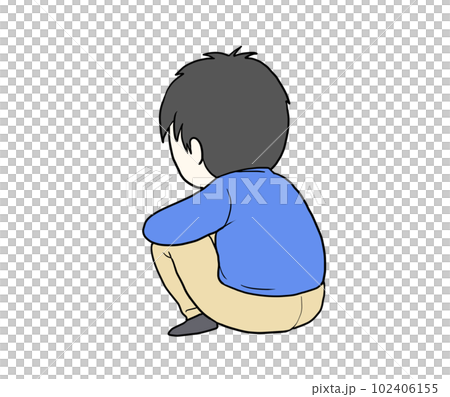 体育座りする男性 カラー 102406155