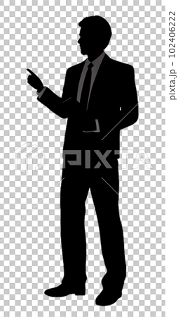 Simple full body silhouette of a businessman giving a presentation Simple full body silhouette of a businessman giving a presentation 102406222