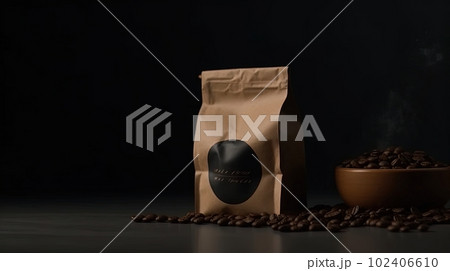 Blank Coffee Bag brown Kraft paper bag with coffee beans 102406610