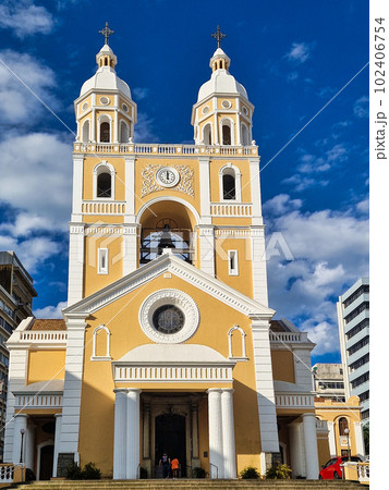 Metropolitan Cathedral of Florianopolis in Santa Catarina, Brazil. Historic monument of Praca XV de Novembro 102406754