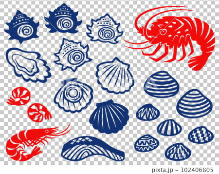 Seafood cutout style illustration set 102406805