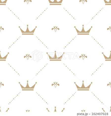 White crowns on grey background. Royal seamless pattern, baby textile or wallpaper vector design. 102407028