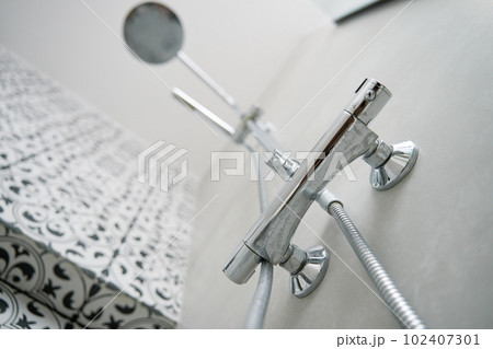 Modern shower in bathroom 102407301