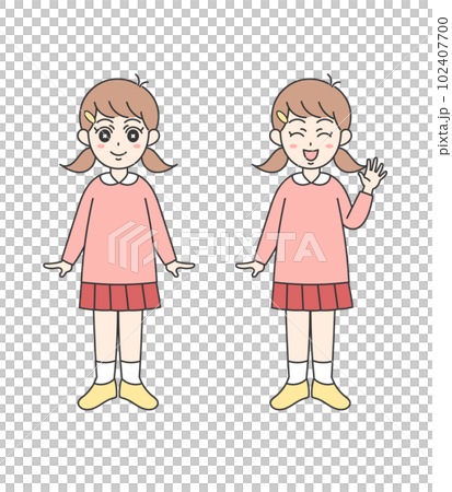 Illustration set of cute girl standing 102407700