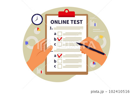 Concept online testing, e-learning, examination.. Vector illustration. Flat 102410516