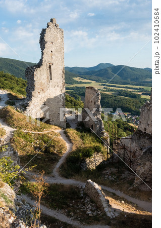 Abandoned ruins of medieval Plavecky castle in Slovakia 102410684