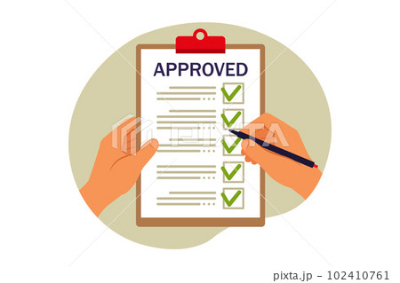 Approval concept. Rating and reviews. Meeting requirements. Vector illustration. Flat. Approval concept. Rating and reviews. Meeting requirements. Vector illustration. Flat. 102410761