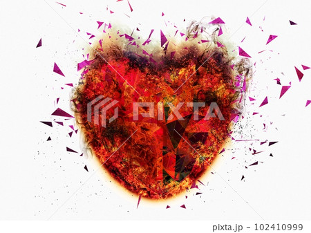 ハート形に燃え上がる火炎の3dイラスト ハート形に燃え上がる火炎の3dイラスト 102410999