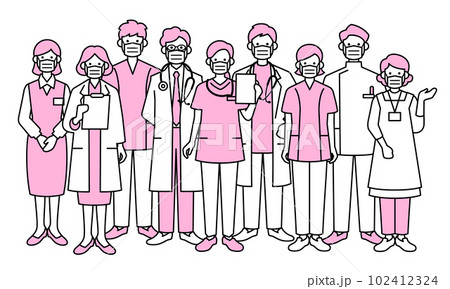 マスクした医療関係者 102412324