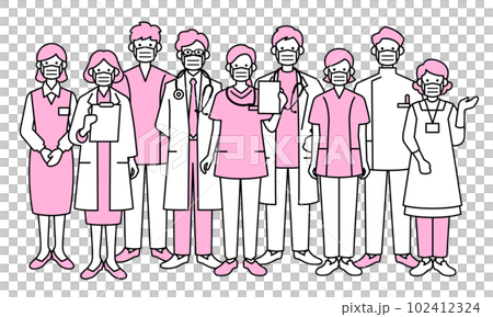 マスクした医療関係者 102412324