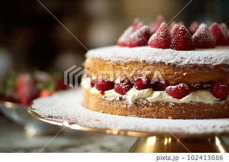 Victoria Sponge Cake. Traditional London dessert. Ai generative 102413086