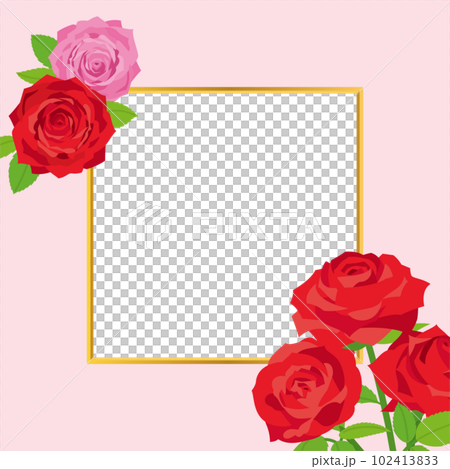 赤い薔薇のデザインフレーム 背景素材 赤い薔薇のデザインフレーム 背景素材 102413833