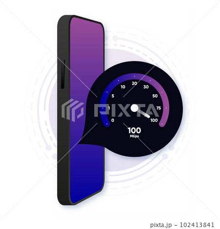 Internet download and upload speed test gauge. Internet speed test software and network performance information. Internet connection speed test. Modern design for software. Vector illustration. Internet download and upload speed test gauge. Internet speed test software and network performance information. Internet connection speed test. Modern design for software. Vector illustration. 102413841