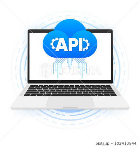 Cloud API Technology icon. Concept of innovation and the Internet of things. Software integration sign. Vector illustration. Cloud API Technology icon. Concept of innovation and the Internet of things. Software integration sign. Vector illustration. 102413844