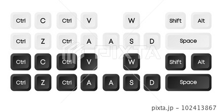 Computer key combinations. Set of key combinations. Command set icons. Computer keyboard button set. Vector Illustration. 102413867