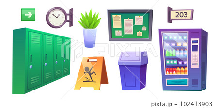 School corridor interior, college hallway 102413903