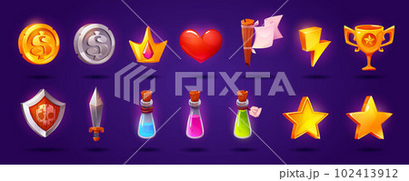 Ui casino game icon vector crown and coin element 102413912