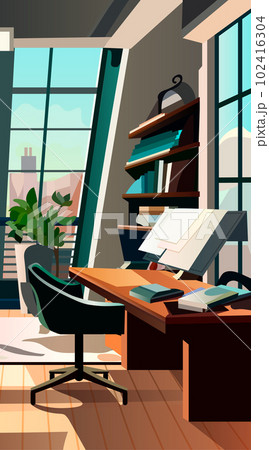 modern cabinet interior office room or freelancer home cabinet with furniture vertical 102416304