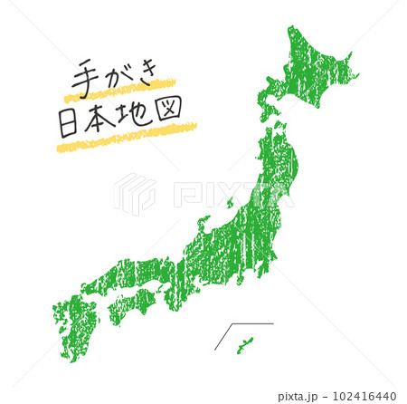 クレヨンで塗ったような手書き日本地図 102416440