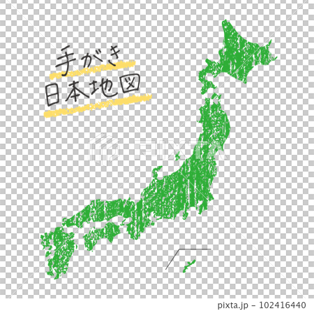 クレヨンで塗ったような手書き日本地図 102416440