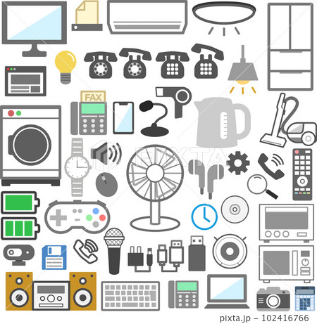 電化製品等シンプルカラーイラストセット 102416766