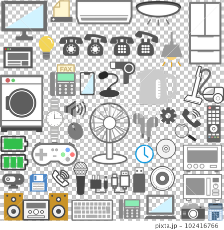 電化製品等シンプルカラーイラストセット 102416766
