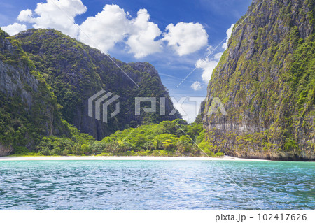 The Landscape with Maya bay at Phi Phi Leh island, Thailand 102417626