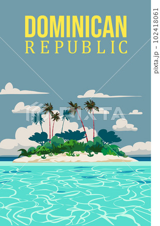 Travel poster Dominican Republic vintage....のイラスト素材