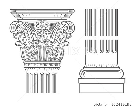 Capital of a medieval cathedral corinthian column 102419196