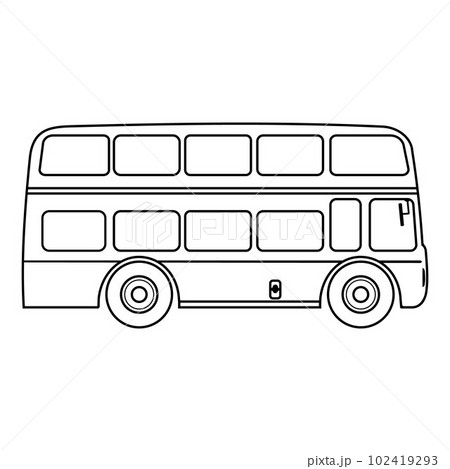 Double-decker London bus city transport double decker sightseeing contour outline line icon black color vector illustration image thin flat style 102419293