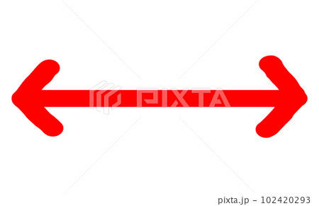手描きの太い矢印_両方向_赤 手描きの太い矢印_両方向_赤 102420293