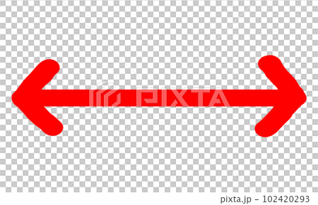 手描きの太い矢印_両方向_赤 手描きの太い矢印_両方向_赤 102420293