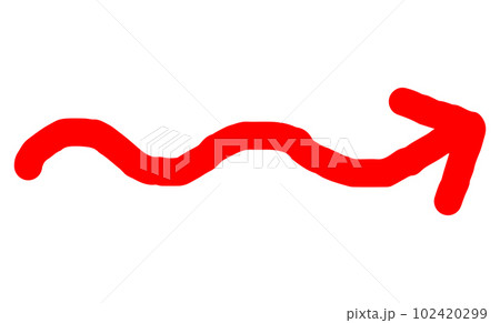 Hand-drawn thick arrow _ Nami line _ red - Stock Illustration