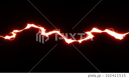 画面を切り裂く赤色の稲妻、雷のイラスト素材 [102421515] - PIXTA
